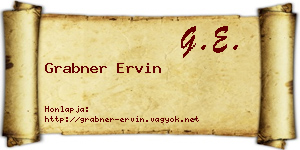 Grabner Ervin névjegykártya
